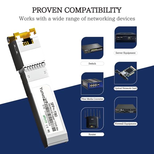 Image of 10GBASE-T SFP+ Copper 80m RJ45 Transceiver - 2.5G /5G /10G SFP+ to RJ45 Module, MSA Compliant Copper SFP+ Transceiver for Cisco D-Link Mikrotik Netgear Ubiquiti and More