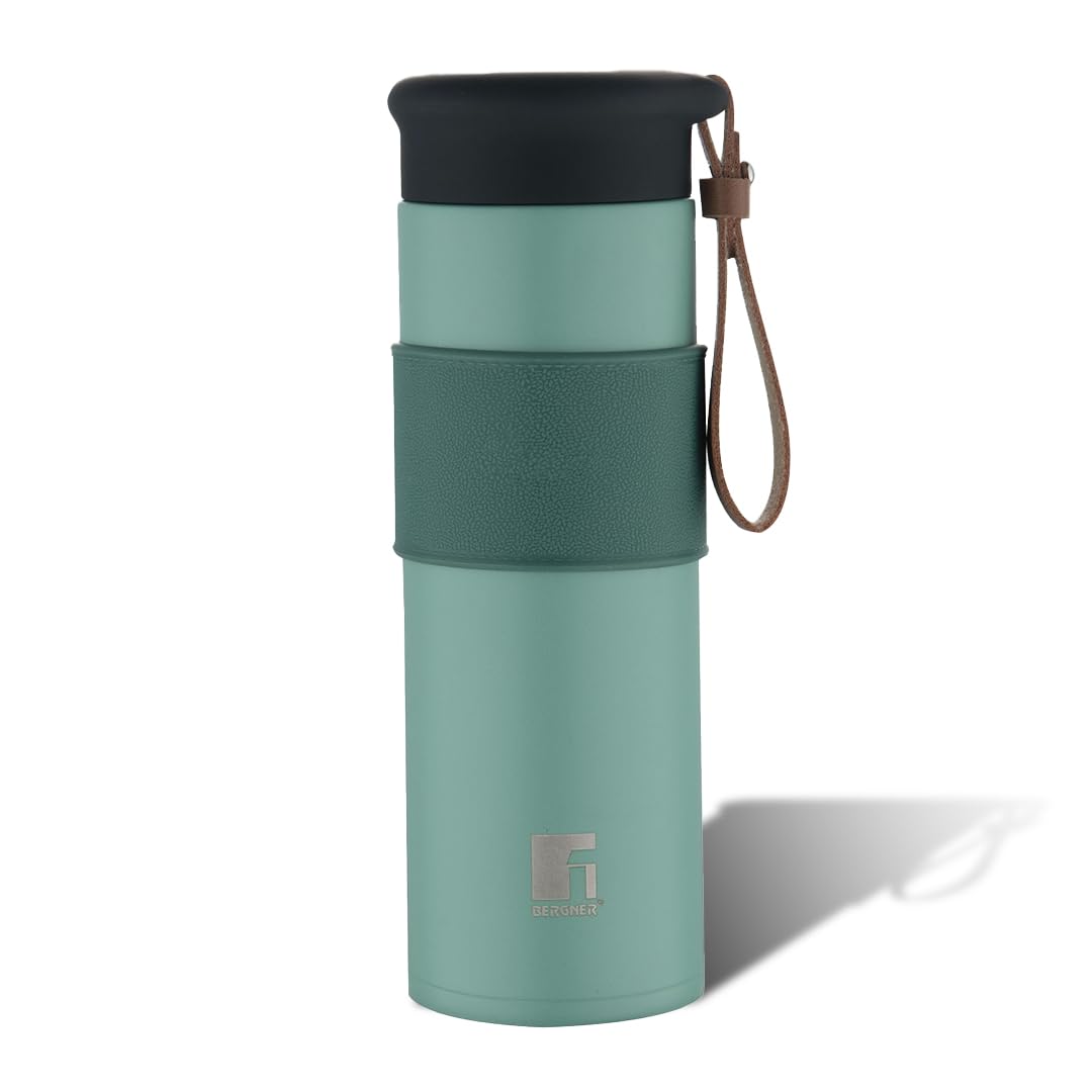 Bergner Walking 450 ml Thermo Steel Bottle/Flask, Hot/Cold, Vacuum Insulated, For Water/Coffee/Tea/Soup/Juice, Use in Offi...