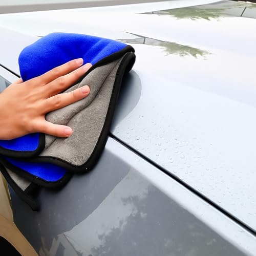 Image of Microfiber Cloth - 2 pcs - 40x40 cms - 500 GSM Yellow-Blue Multipurpose Cleaning Cloths - Super Soft, Lint-Free & Reusable - Ideal for Car, Kitchen, Glass & Home Cleaning