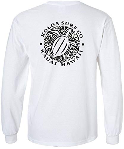 Koloa Surf Hawaiian Turtle Logo Long Sleeve T-Shirt-White/b-M
