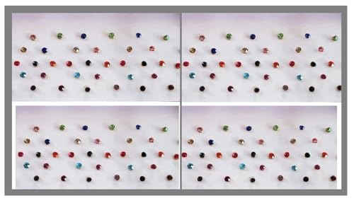 Image of Small Multi Colour Stone Bindi Tikka Self-Adhesive For Girls Women Ladies (4 Packets)