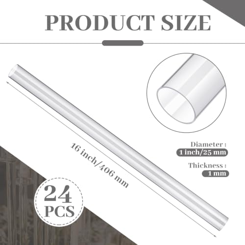 Image of Taiyin 24 Pcs Acrylic Tube Rigid Pipe Wall Thickness Round Cylinder Clear Pipe Plastic Hard DIY Acrylic Tube for Advertising Lighting (1 Inch)