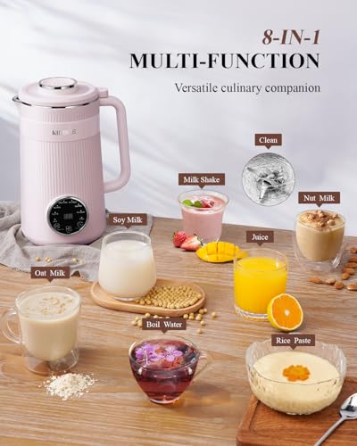 Image of KIDISLE 8 in 1 Nut Milk Maker Blender, 32oz Homemade Soy, Almond, Oat, Coconut, Plant Based and Non Dairy Beverages, Automatic Soybean Machine With Delay Start /Keep Warm /Boil Water, Pink