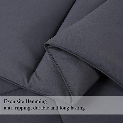 Cohome Queen 2100 Series Down Alternative Comforter - Quilted Duvet Insert With Corner Tabs All-Season - Soft Warm Luxury Hotel Comforter - Reversible - Machine Washable - Dark Grey #TOP5