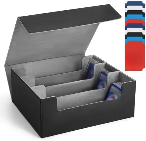 Amazon.com: Black Card Storage Box, 4 Row Case, 10 Dividers for TCG ...