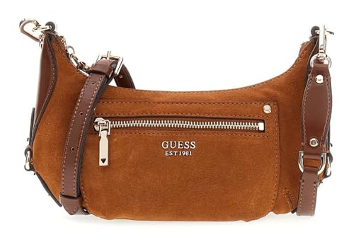 Mini sac à épaule GUESS Marsha petite maroquinerie bandoulière marron cognac