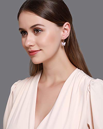 Butterfly Hoop Earrings, DORAFO Gold Plated Acrylic Butterfly Huggie Dangle Earrings, Cute Butterflies Earrings Set for Women Girls3