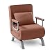 Makika Sillón Sofá Cama Ted 3en1 Plegable con Reposabrazos - Respaldo Ajustable - Almohada incluida - hasta 200 kg - Ajustable Tumbona Reclinable Sillón Relax en Marrón