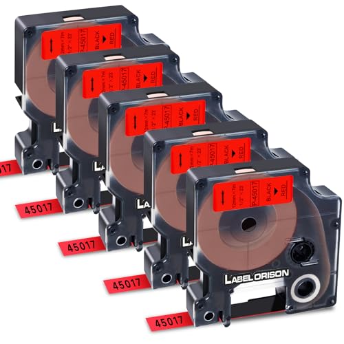 Rubans compatibles Dymo D1 12mm résistants noir sur rouge pour marquage