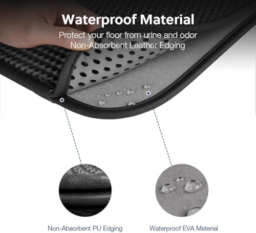 Image of Cat Litter Mat 12x12 Inch - Double Layer Open Edge Design, Waterproof & Urine Proof, EVA Material, Durable and Washable Litter Trapping Mat (Black)