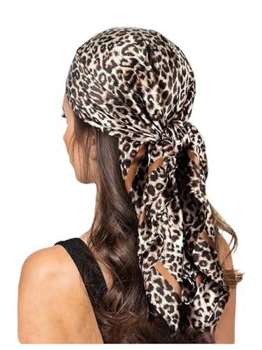 Milumia Women's Leopard Print Square Head Scarf Hair Scarves Bandana Headband