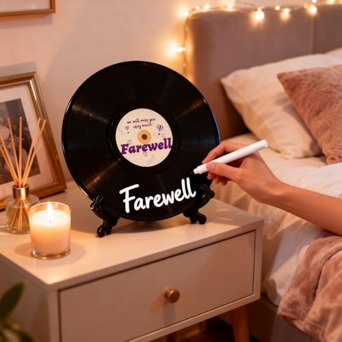HKTLZNEI Farewell Vinyl Records Guest Book Alternatives, Happy Retirement Gift for Men Women, Graduation Moving Party Decorations Going Away We Will Miss You Card for Signing (Farewell) by HKTLZNEI - Used condition - Image 6