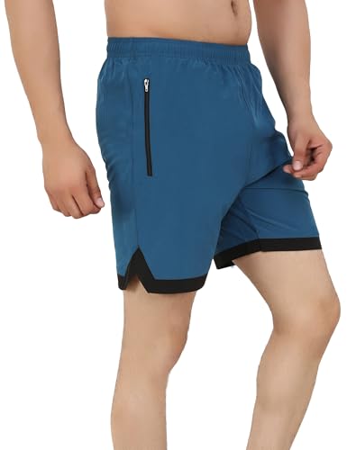 Image of Sports Shorts for Men, Athletic Running & Gym Shorts with Zip Pocket, Regular Fit Training Shorts