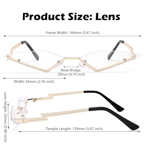 Rimless Lozenge Rave Sunglasses for Women Men Fashion Polygon Sun Glasses Metal Frame Party Halloween Shades4