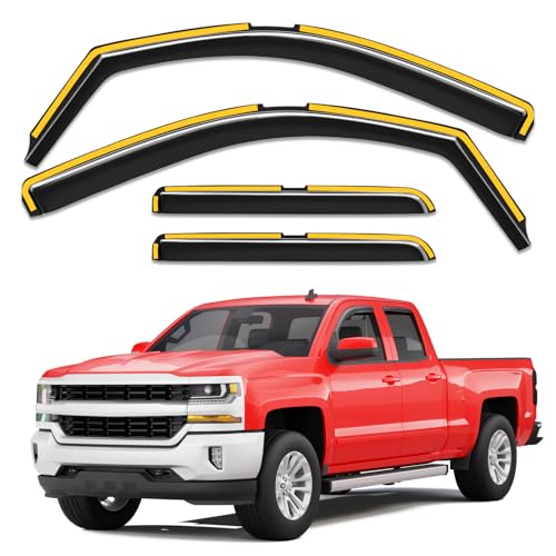 Image of Window Visors Rain Guard for Chevy Silverado /GMC Sierra DoubleCab 2014-2018
