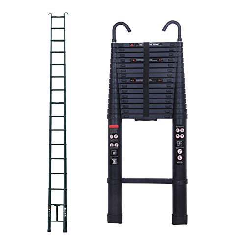6.2m Telescopic Ladder Extendable Ladder Aluminum Ladder with Detachable Hook Non-Slip Portable Folding Ladder 150kg Max Load Black 3 6.2m Telescopic Ladder Extendable Ladder Aluminum Ladder with Detachable Hook Non-Slip Portable Folding Ladder 150kg Max Load Black - Image 3