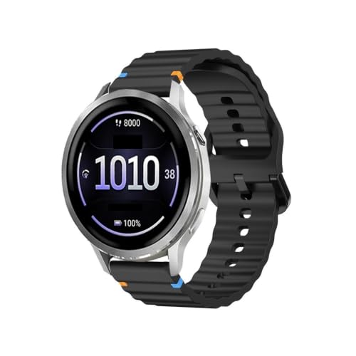 Bracelet silicone 22mm noir anti-transpiration pour Garmin Forerunner 970 Active