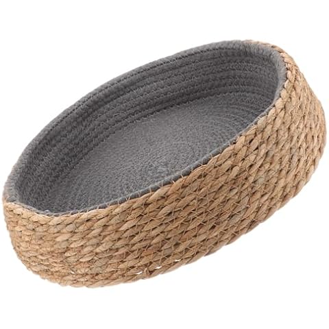 Ipetboom Natural Cat Wicker Bed Basket, Handmade Braided Kitten Bed with Soft Cushion Cat Sofa Cat Couch Cat Basket with Cushion for Kitten Puppy Cat Dog Cover