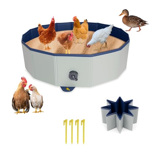 HGNUTAY Foldable Chicken Dust Bath Tub, Large PVC Chicken Pool