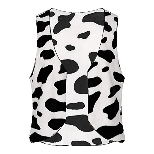Freebily Colete estampado de vaca para homem colete sem manga Cowboy disfarce Natal Halloween casaco flanela cosplay inverno homem preto S
