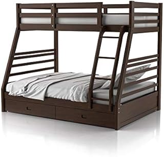 Bowery Hill Wood Twin Over Full Storage Bunk Bed in Dark Walnut