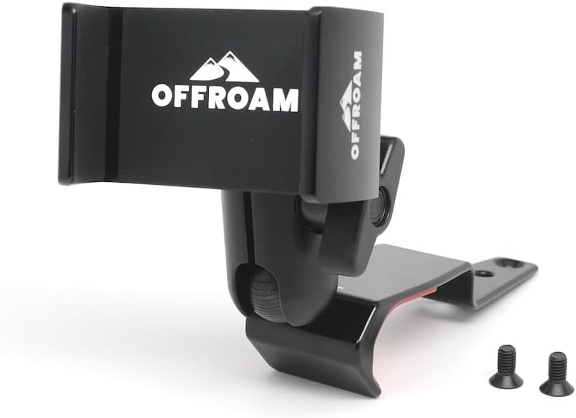 Offroam Phone Mount Made for Jeep Wrangler | Gladiator 2024-2025, CNC-Machined Aluminium, Universal Spring Loaded Holder, 360-Degree Swivel, One-Hand Operation