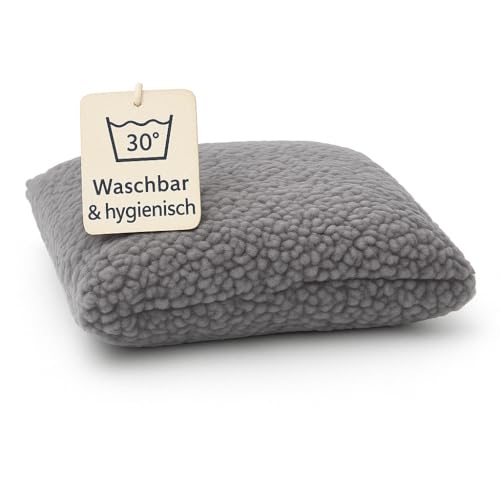 Brunolie Kuschelkissen Lilly für Hunde – Grau – 25x20x6 cm – Waschbar bei 30 °C – Robust und Kuschelig – Made in Europe