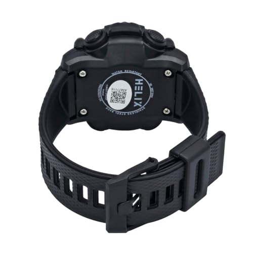 Image of Helix by Timex Ana Digital Watch for Man with Black Round Dial & Black Silicone Strap Band Water Resistant Men's Wrist Watches - TWESK7603T