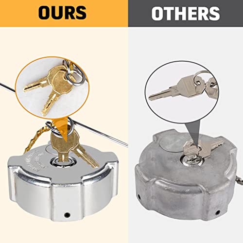 Dexepe Locking Diesel Fuel Cap 3\" Compatible With Freightliner Cascadia Century Coronado Columbia 1996-2018 Aluminum Semi Truck Tank Cap Lock Replacement for 572.1018 03-37017-002 600149 Silver 2Pcs