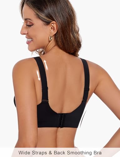 Push Up Bras for Women Support Padded Balconette Add 1 Cup Size Wide Band Underwire Back Smoothing T-Shirt Bra3