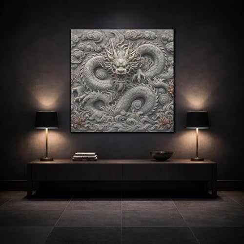 Tableau animaux dragon impression canvas 60x60 pour deco murale - 3