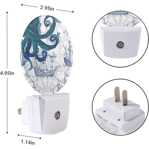 Image of EKOBLA Octopus Night Light, Vintage Sea Monster Nautical Night Lights Plug Into Wall with Dusk to Dawn Sensor for Home Decor