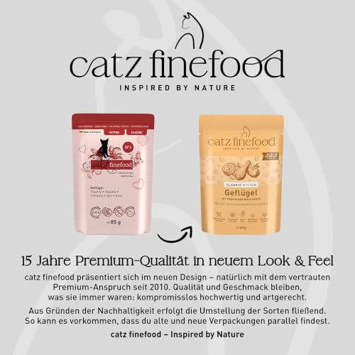 catz finefood Kitten N 3 Geflügel Katzenfutter nass - Feinkost Kitten Nassfutter für junge Katzen ohne Getreide und Zucker mit hohem… – Ansicht 4