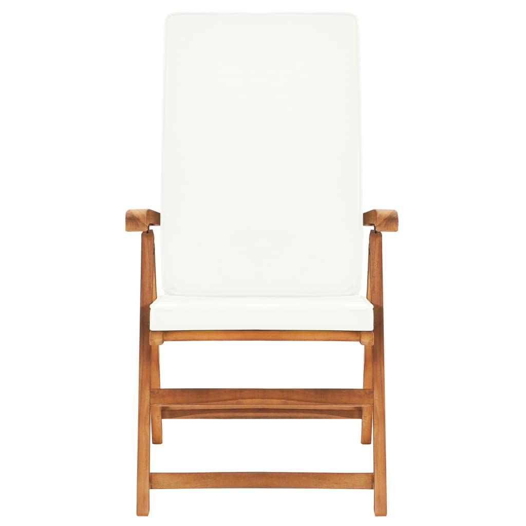Set di mobili da giardino da 7 pezzi con cuscini, legno di teak massiccio, sedie pieghevoli con schienale regolabile in 5 posizioni, foro per ombrellone, fino a 110 kg per sedile
