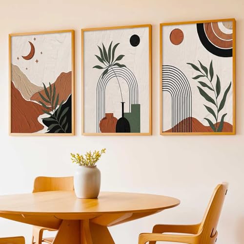 Image of kotart Boho Painting Wall Art Home Decoration Paintings With Frame For Living Room Bed Room Hotel Wall Decor Digital Reprint Set of 3 (19X25 inch)