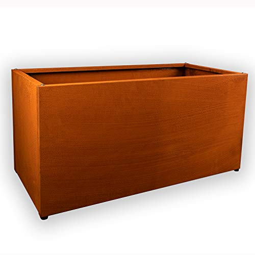 Köhko® Designer Pflanzkübel Hochbeet (mit Bodenplatte) aus Cortenstahl Kräuterbeet TROG 100x40x40 cm……