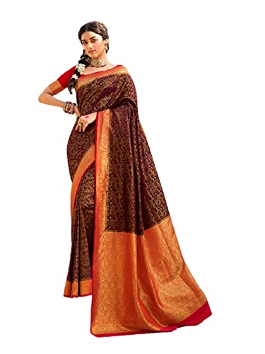 Soie Banarsi traditionnelle Uncousu robe femme bordeaux 8205