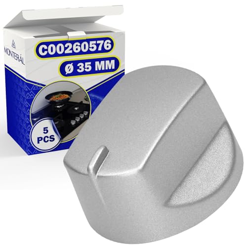 5 Piezas Mando Giratorio para Cocina de Gas Ø 35 mm con Código Original C00260576 para Ariston para Indesit - Garantía de 10 Años - MONTERAL