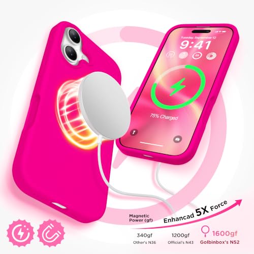 Image of GolbinBox Magnetic for iPhone 17 Case, Silicone Cover, Neon Pink