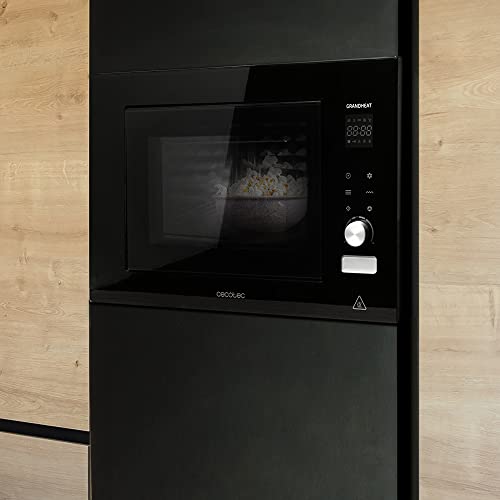 Cecotec Einbaubarer Digitaler Mikrowellenherd GrandHeat 2000 Built-in Touch Black. 1200 W Leistung, Einbaufähig, 21 Liter, Grill, 8 Funktionen, Touchscreen, Automatischer Start, Timer, Schwarz