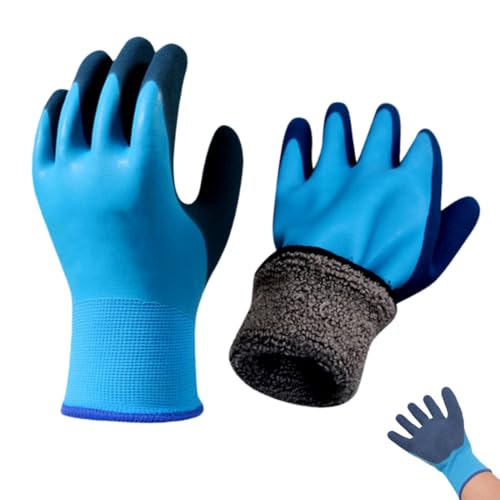 WUSJCOF 1 paio Guanti da Lavoro Invernali Impermeabili Termici Caldi in Nylon Doppio Rivestimento Isolati con Grip per Montaggio (Taglia L)