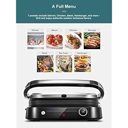 Elektrischer Kontaktgrill, 3 in 1 intelligenter Tischgrill, 8 Grillprogramme, Überback-Funktion, Spülmaschinenfest… – Bild 3