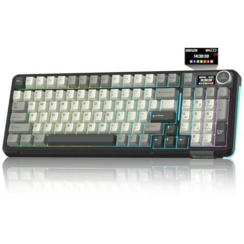 Image of SOLAKAKA A99 Pro Wireless Mechanical Keyboard with LCD Screen & Metal Knob, 2.4GHz /BT5.0 /USB-C, RGB Backlit Gaming Keyboard, Hot Swappable, Creamy Keyboard with Gasket Structure, for Win /Mac
