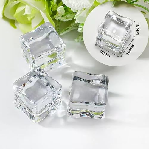 100 piezas cubitos de hielo artificial acrílico claros miniatura 1