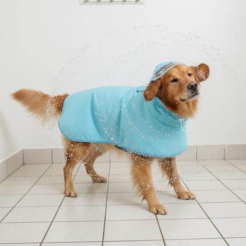 Poncho pour chien imperméable réglable à capuche transparente protégeant le ventre