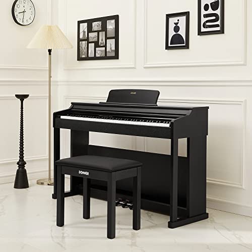 Donner DDP-100 88-Key Weighted Action Digital Piano for Beginner Bundle with Piano Keyboard Stand, Power Adapter, Triple Pedals, MP3 Function, USB-MIDI, 2 Headphone Jacks Black - image 9
