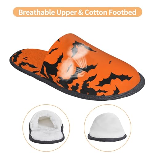 Halloween Bats Print Women Slippers Home Furry Shoes Keep Men Couples Shoes Warm For Women-4