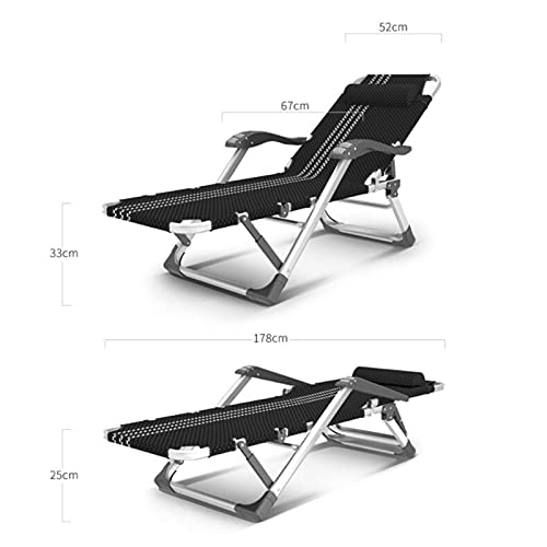Chaise longue inclinable et lit simple pliant 178x67x25 cm avec coussin en coton