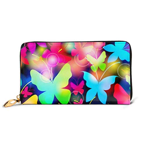 Preisvergleich Produktbild JHGFG Mode Handtasche Reißverschluss Brieftasche Vektor-Illustration Schöne Sommer Schmetterlinge Telefon Clutch Geldbörse Abend Clutch Blocking Leder Wallet Multi Card