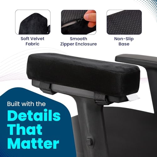 Image of Clefairy Arm Cushions for Office Chairs Office Chair Armrest Pads, Memory Foam Arm Cushions for Office & Computer Chairs, Soft Elbow Support Arm Rest Covers for Desk Chair,(Black)